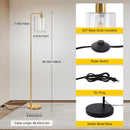 Floor Lamp Living Room, Modern Industrial Floor Lamp Bedroom Dimmable With Clear Glass Shade 800LM Remote Control & Foot Control
