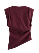 Fashion Shoulderless European American Style Top Simple Pleated Decorative New Arrivals