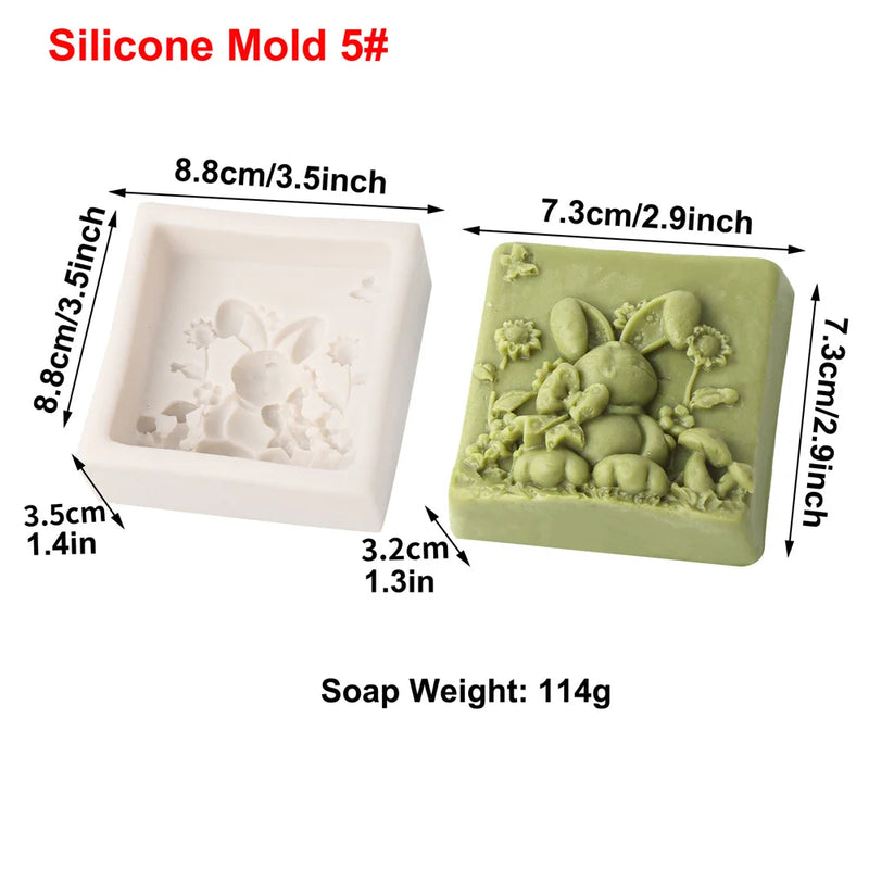 Easter Rabbit Silicone Soap Mold Bunny with Flower Round Silicone Molds Diy Cake Decorative Mousse Baking Tool Festival Gifts