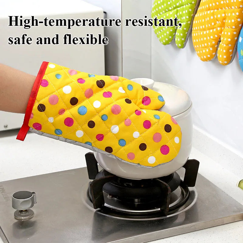 Mitten Microwave Oven Glove Non Slip Household Thickened Insulated Baking Heat Resistant Gloves Oven Mitts Cute Kitchen Tool