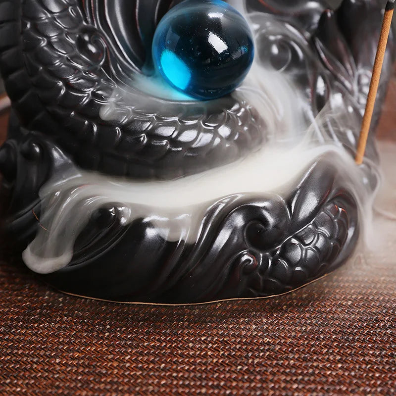 1pc, Dragon Backflow Incense Burner Ceramic Incense Holder, for Home Decor Aromatherapy Relaxation Gifts (Without Incense）