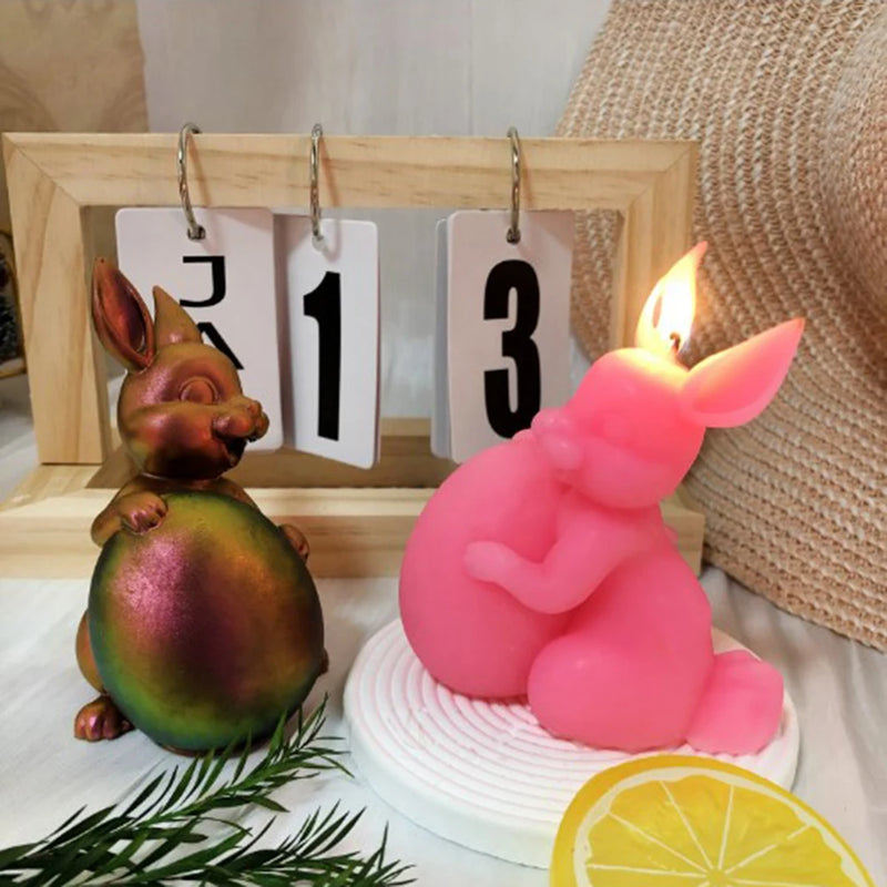 3D Easter Bunny Silicone Mold, Rabbit Hug, Easter Egg, Handmade Aromatherapy, Plaster Candle, Home Decoration Gift, 2024