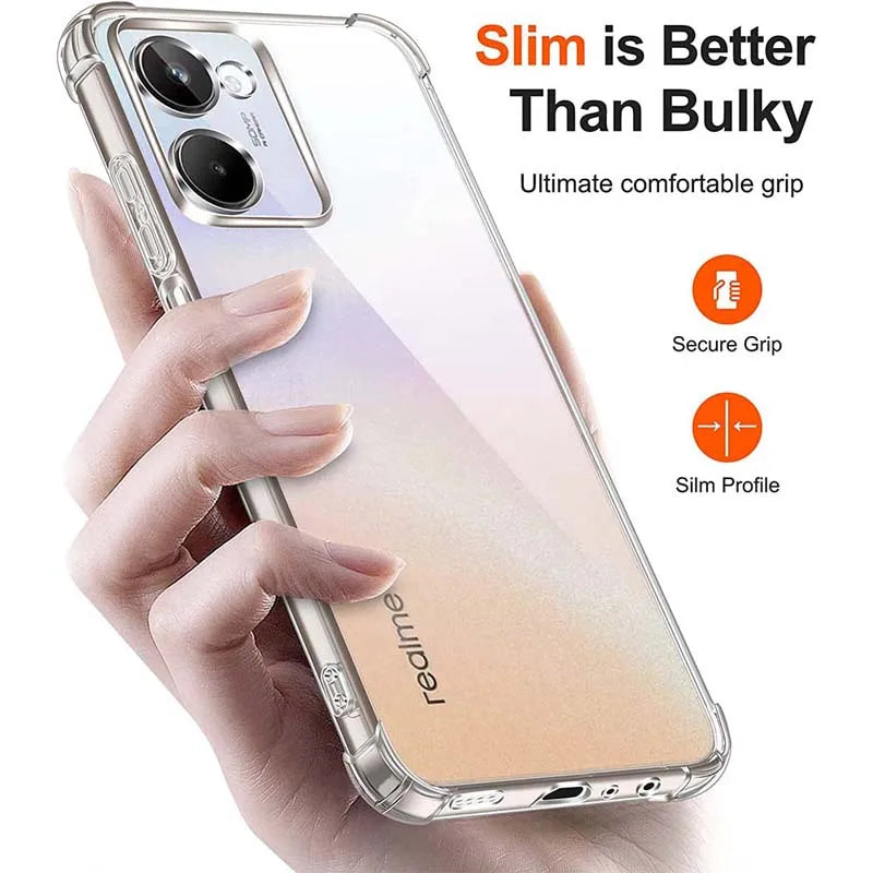 Clear Case For Realme 10 11 Pro Plus Thick Shockproof Soft Silicone Phone Cover for Realme C21 C25 C30 C31 C33 C35 C51 C53 C55