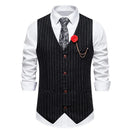 New Arrivals Men's Vintage Striped Suit Vest Fashion Business Party Dress Vests High-end Slim V Neck Casual Waistcoats Gentleman