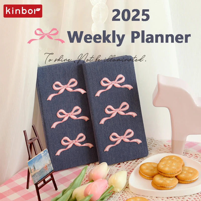 NEW Kinbor Cute Weekly Planner, 2025 Self-management Efficiency Plan Notebook, Portable Small Handbook To-Do List Stay Organized