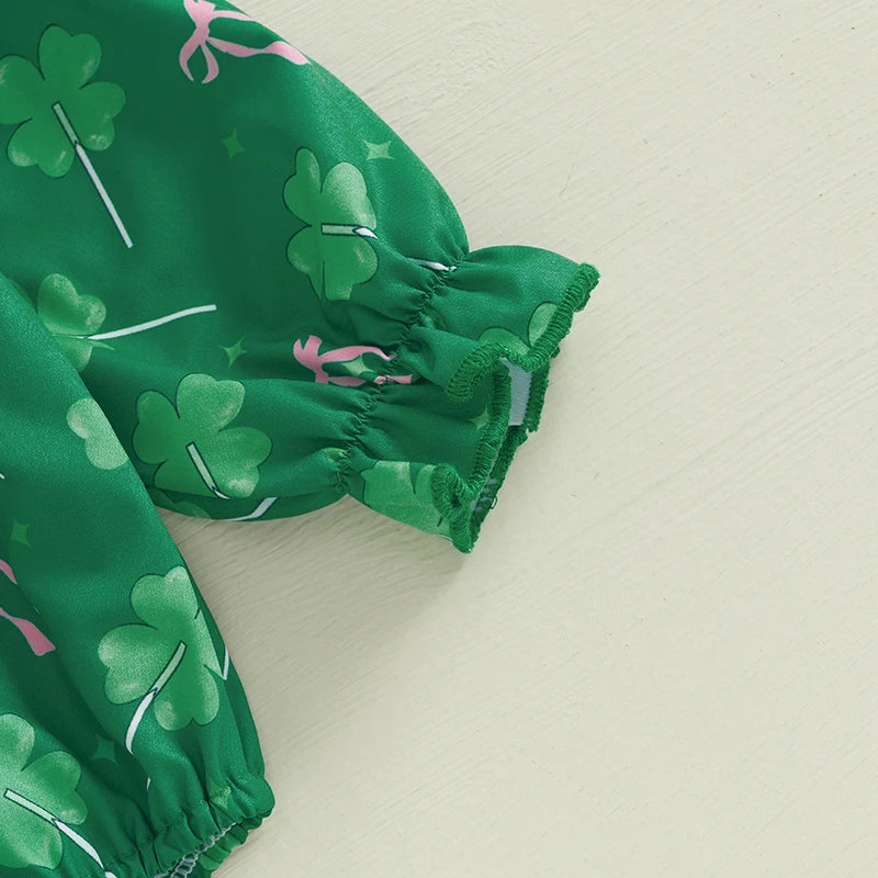 Adorable Infant Easter Bunny Print Ruffle Sleeve Romper with Matching Bow Headband 2 Piece Set for Baby Girls