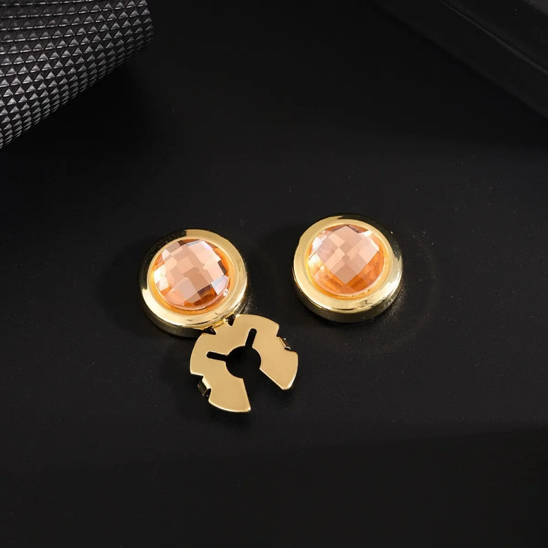 Luxury Rhinestone Button Cap Non-French Shirts Clamshell Cufflinks Round High-end Men's Shirt Buttons Accessories Gifts for Men