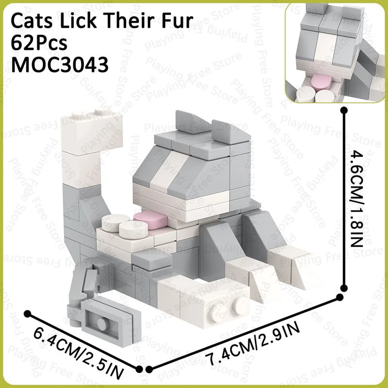 MOC Animal Brick Cat Shark Easter Bunny Deer Rabbit Compatible Building Blocks Set Assembly Toys For Children Adult Friends Gift