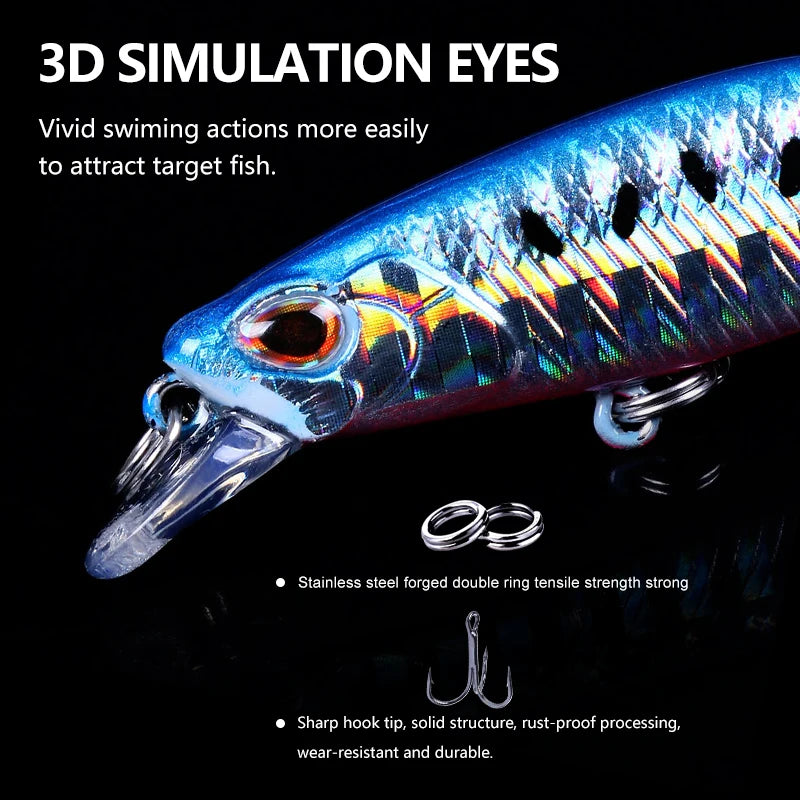 mini Sinking Minnow Wobblers Fishing Lures 6.8cm 6.5g Trout Artificial plastic Hard Bait Jerkbait Crankbait Bass Fishing Tackle