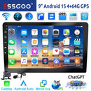ESSGOO 7"/9"/10“ 2 DIN Android 14 4+64G Car Stereo Carplay Android Auto GPS Navi Bluetooth FM RDS Radio WIFI Touchscreen ChatGPT