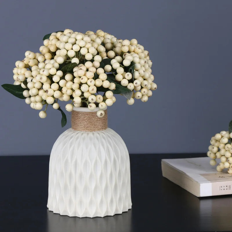 Modern Flower Vase White Plastic Vase Flower Pot Basket Nordic Home Living Room Decoration Ornament Wedding Flower Arrangement