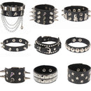 Black Leather Wristband Bracelet Cuff Goth Gothic Punk Bracelets Women Men Spikes Rivet Stud Bangle Cosplay Rock Unisex Jewelry