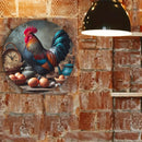 Chic Rooster 7.8" Round Aluminum Metal Sign - HD Waterproof \u0026 Rust-Proof Decor for Bedroom, Office, or Coffee Station