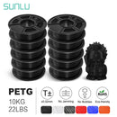 SUNLU 10KG 3D Filament PETG Filament 10kg 22 lbs 1.75mm 3D-Drucker-Filament Gute Säure- und Alkalibeständigkeit Hohe Transparenz