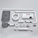 White Bathroom Shower Faucet with Digital Display 4 Function Wall Mount Hot Cold Water Tap Piano Bathroom Shower System