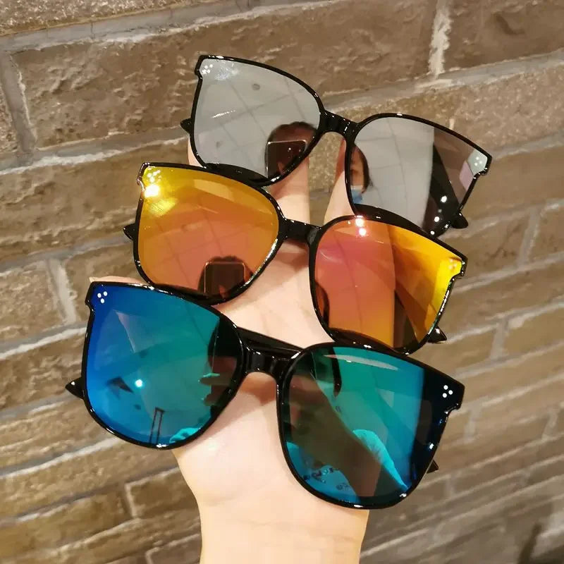 New Children Shape Round Sunglasses Girl Boy Shiny Coating Double Color Vintage Sunglasses UV Protection Glasses Child Goggles