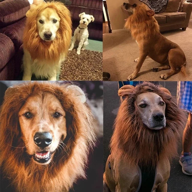 Funny Pet Hat Lion Mane Dog Cat Cosplay Dress Up Puppy Halloween Christmas Pet Supplies Lion Wig Costume Party Decoration