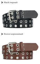 The Double Pin | Gothic Leather Belt with Twin Buckle