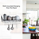 Kitchen Storage Rack Pan Rack Pot Rack Metal Hanging Pan Pot Rack Wall Mounted with 10 Hook Holders Kitchen Storage Organizer