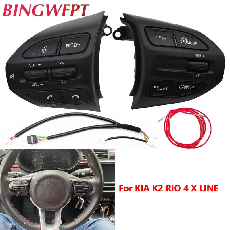 Multifunctional Steering Wheel Buttons For Kia RIO 2018-2021 X-LINE K2 RIO 4 Cruise Control Remote Volume Bluetooth Car Switches