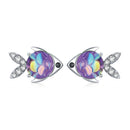 Bamoer Cute Romantic Fairy Elevs Exquisite Stud Earrings for Women Genuine 925 Sterling Silver Rainbow Ear Studs Luxury Jewelry