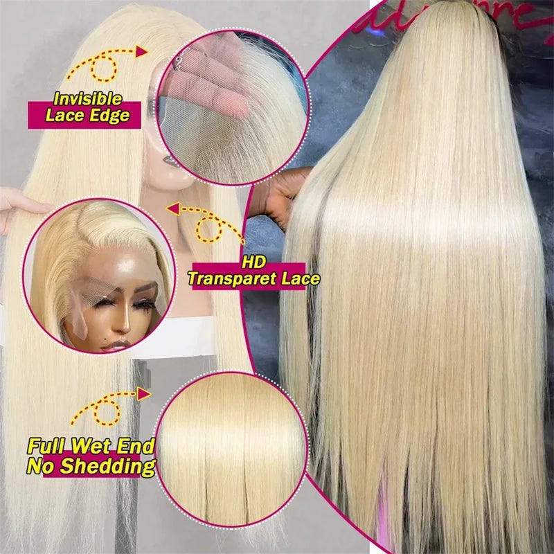 HD Transparent 613 Blonde Straight 13x4 13x6 Lace Front Human Hair Wigs For Women Colored Lace Frontal Wig PrePlucked Brazilian