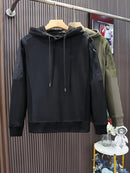 Loose Men's Hooded Sweatshirt Solid Black No Brand Cheap Simple Warm Male Hoodie Funny Overfit Sweat Shirt Tops High Quality Emo