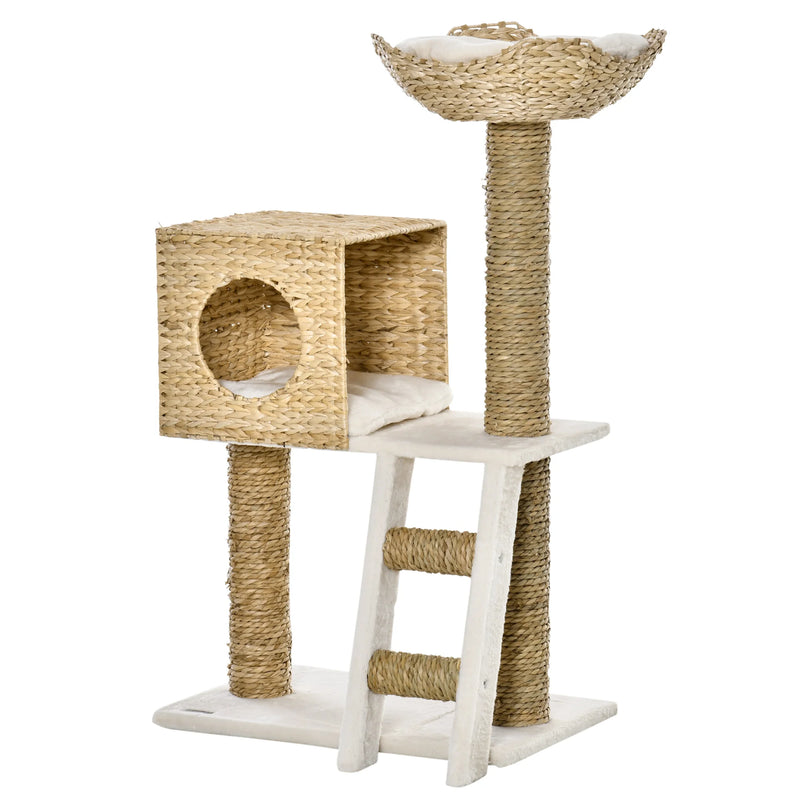Pawhut Scratching Tree for Medium Cats Height 100.5cm with Cave Top Bed