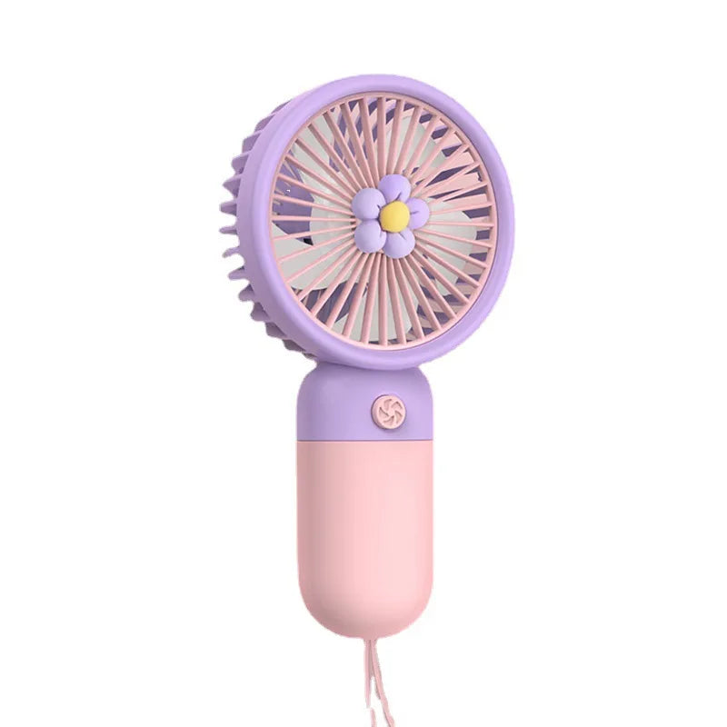 Mini USB Portable Fan Rechargeable Portable Fan Electr Summer For Home Outdoor Standing Mobile Handheld Convenient Cute Flower