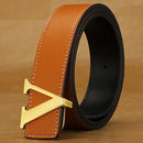 2024 New Temperament Business Men's Belt Letter Metal Button Head Versatile Decorative Jeans Dress Business Men's Belt