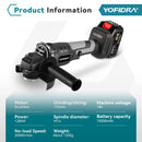 YOFIDRA 1200W 125MM Brushless Electric Angle Grinder Handheld Cordless Polishing Cutting Power Machine For 21V 18V Battery