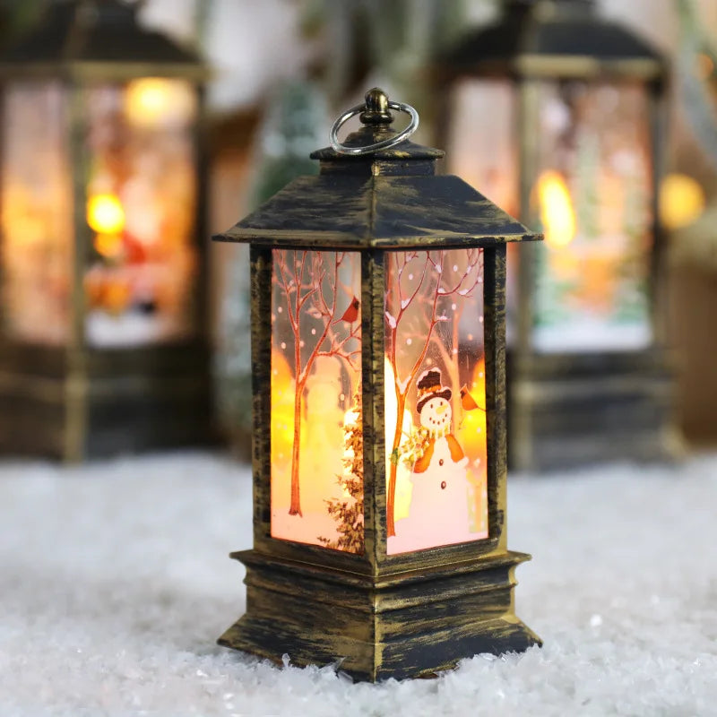 9PCS Christmas Candlestick Lamps Christmas Desktop Decorations Table Lamps Night Lights  Santa Claus Decoration