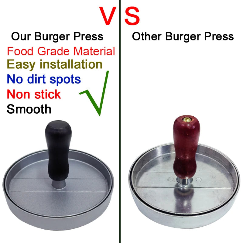 Food Grade Burger Press Patty Maker Aluminium Hamburger Mold Non-Stick with 100 Patty Papers