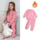 2026 New Arrivals Little Girls Clothing Tracksuit 2 Pieces Set Warm Fleece Plain Top Sweatshirt+Pants Loungewear Suit For Kids