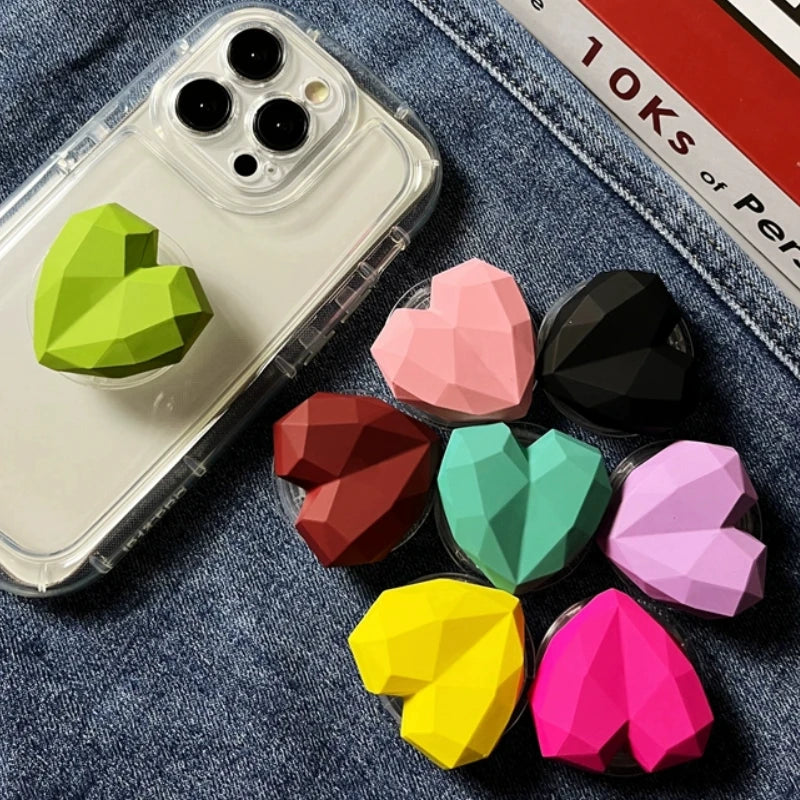 Cute 3D Love Heart Phone Socket Holder Grip Tok Bracket For iPhone Samsung Universal Accessories Folding Finger Stand Griptok
