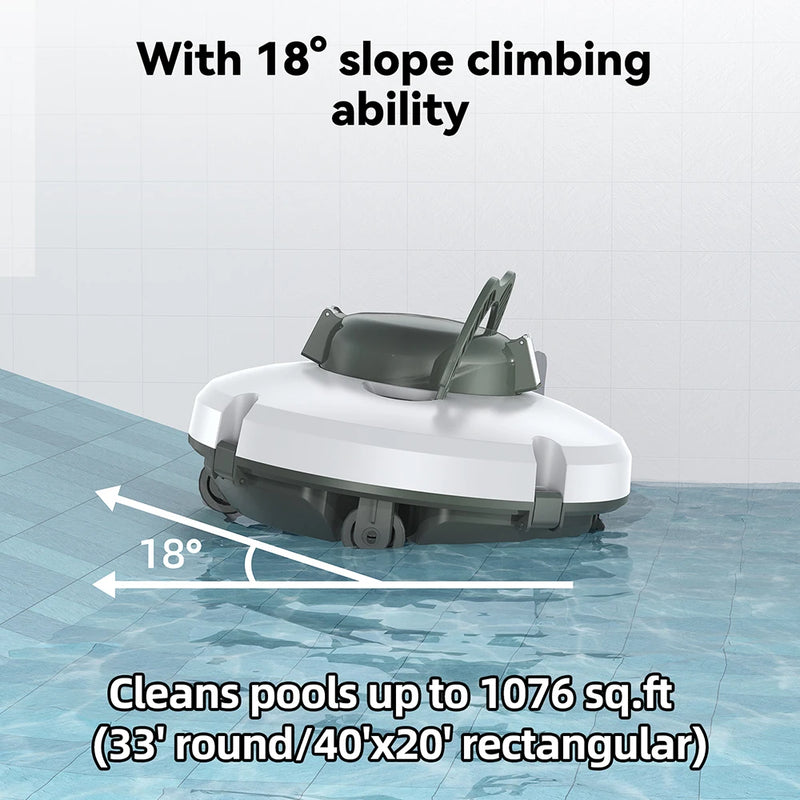 Redkey S100 Cordless Robotic Pool Cleaner Vacuum IPX8 Waterproof 5200mAh Recharge 130 Mins Self-Parking Swimming Pool Cleaner