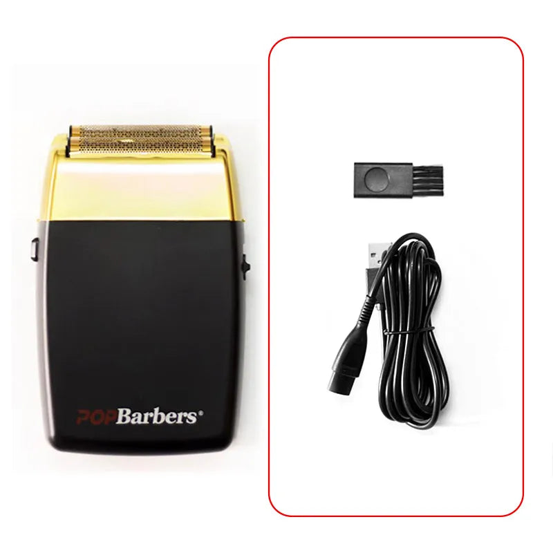 11000 RPM POP Barbers P620 Professional Electric Men's Beard Trimmer Double Foil Shaver Electric Shaver USB Hair Cutting Machine