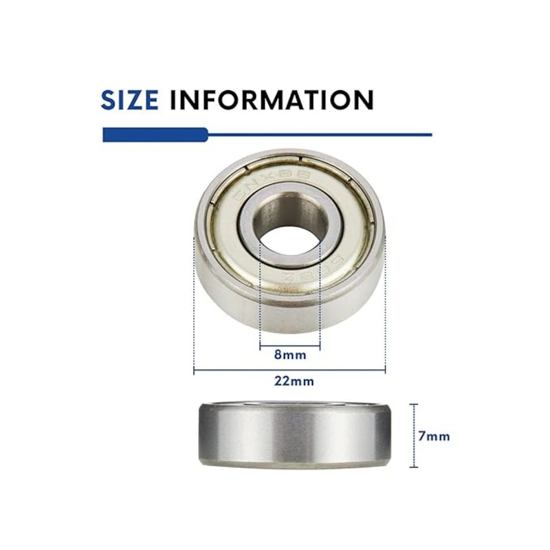 10Pcs 608 ZZ 608RS Ball Bearings 608ZZ Metal Double Shielded Miniature Deep Groove Skateboard Ball Bearings 8mm X 22mm X 7mm