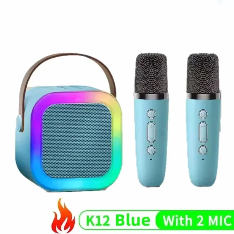 K12 Bluetooth portable karaoke speaker system with 1-2 wireless microphones, suitable for home corner