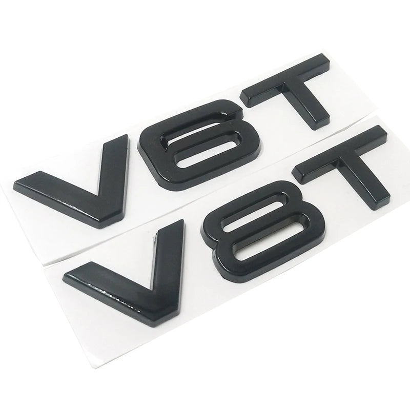 Car Styling 3D Metal V6T V8T V6 V8 T Fender Side Body Emblem Tail Trunk Fender Badge Sticker For Audi A4 A3 A5 A6 A1 Q3 Q5 Q7