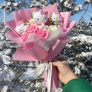 Cartoon My Melody Kuromi Cinnamoroll Kt Cat Plush Doll Toy Sanrio Bouquet Gift Box Valentine's Day Christmas Graduation Gifts