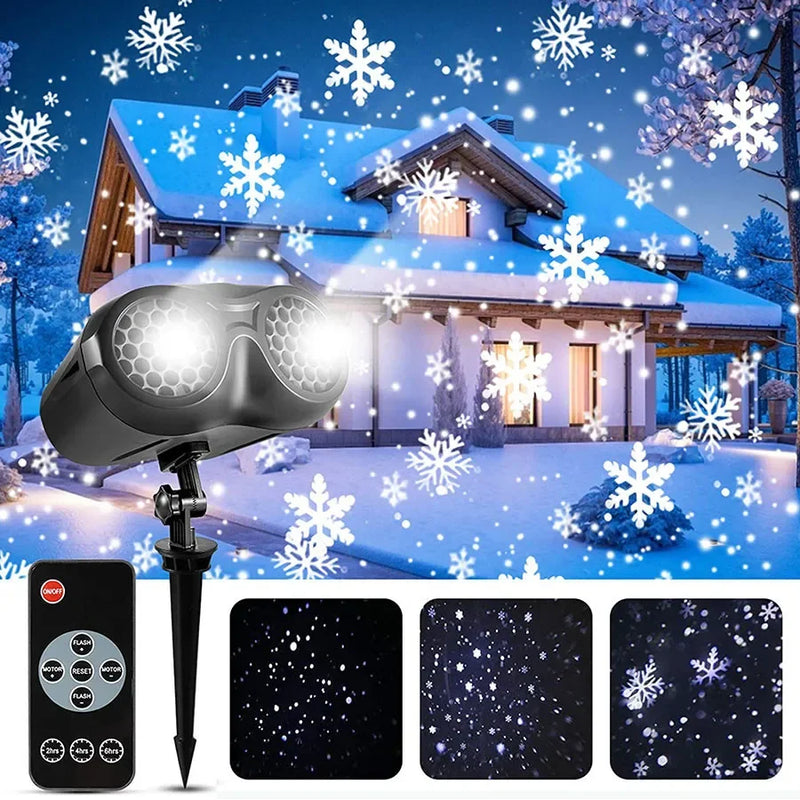 Christmas Snow Lights Projector 2024 Upgrade Binocular Dynamic Snowflakes LED Projector Lamp with Remote for Xmas Holiday Decor