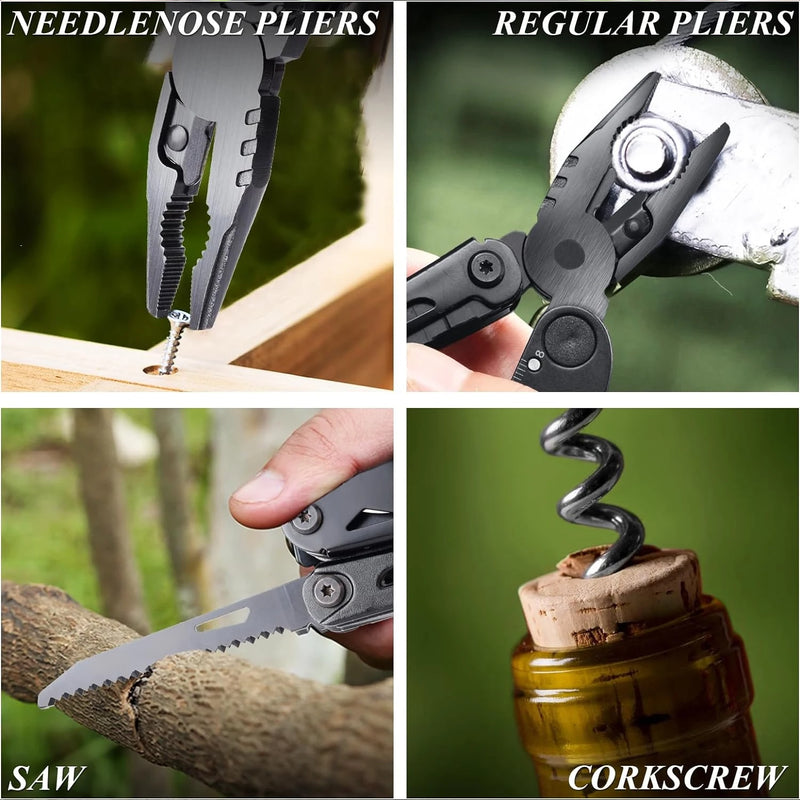 Stainless Steel Folding Pliers Functional Plier Hand Tools Plier Screwdriver Camping Gears Kit Outdoor Pocket Knife Multi-Tool