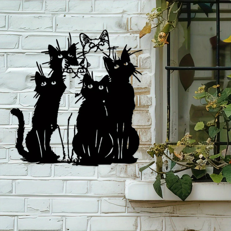 1pc Playful Black Cat Metal Wall Art - Ideal Gift for Cat Enthusiasts, Contemporary Style for Thanksgiving & Christmas Decor
