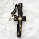 Hundeleinen-Halsband-Set aus Spitze, Vintage Schleife, Perlen, Glöckchen, verstellbares Mädchen-Hundehalsband für kleine bis mittelgroße Hunde, Welpenhalsband, Haustierbedarf