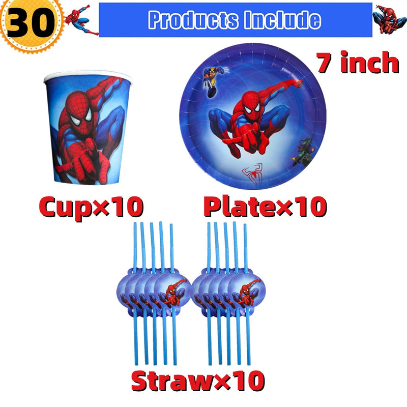 10/20 people Spiderman Theme Birthday Party Decorations Set Paper Cup 7inch Plate Superhero Baby Shower Kids Boys Party Supplies