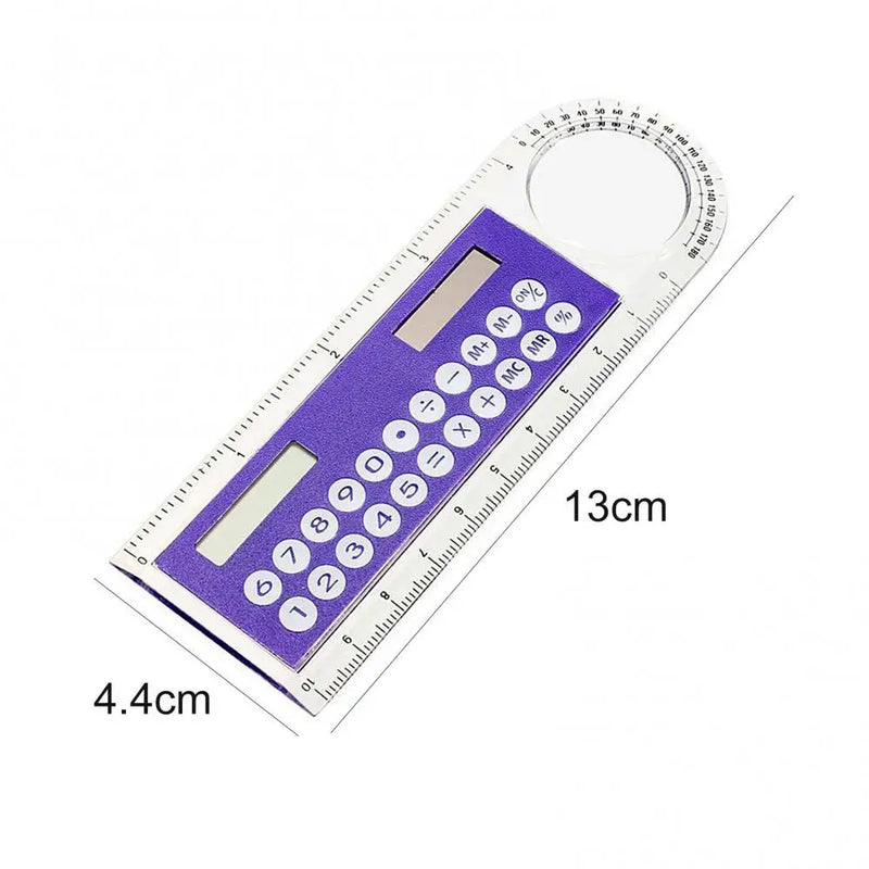 Calculator Mini School Supplies Solar Transparent Ruler with Magnifier Student School Supplies