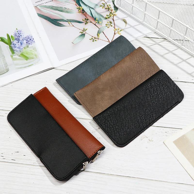 1Pcs Soft Leather Reading Glasses Bag Case Waterproof Solid Sun Glasses Pouch Simple Eyewear Storage Bags Eyewear Accessories