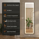 3 Color Lighting Mirror with LED Lights, 60"x16" Lighted Floor Standing Mirror with Stand