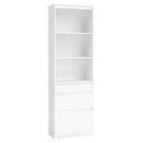 Bookcase, 3 Drawers of Different Sizes, Adjustable Shelves, Height 180 cm, Modern, Space Saving, Snow White